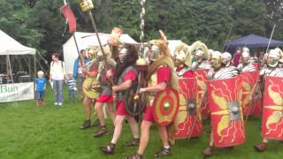 Roman Reenactment at the Amphitheatre in Caerleon Marching In [upl. by Ttenaej220]