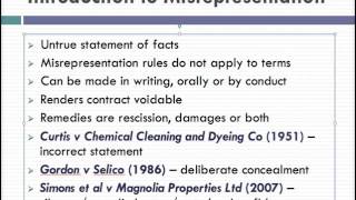 Misrepresentation Lecture 1 of 4 [upl. by Yenettirb]